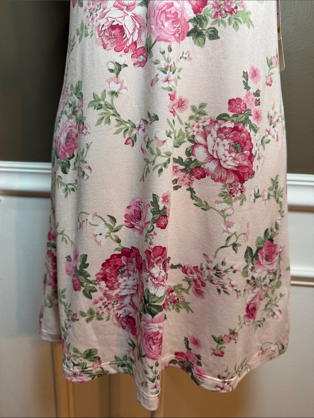 Flora Nikrooz Pink Floral Lace Trim Slip Chemise Nightgown‎ Dress NWT M - Picture 6 of 9